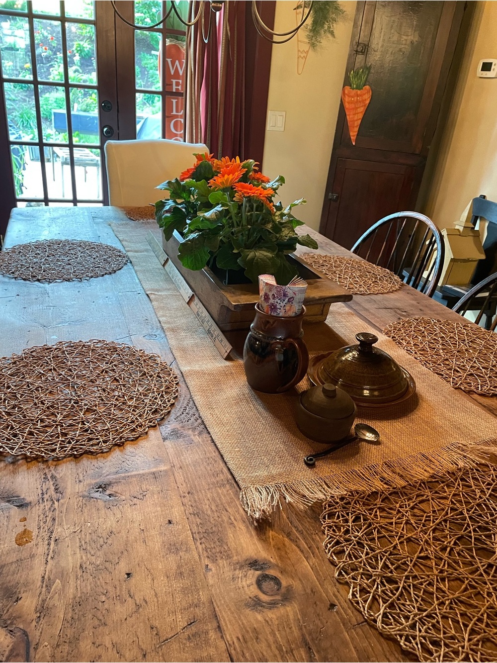 Handmade lg burlap table runner